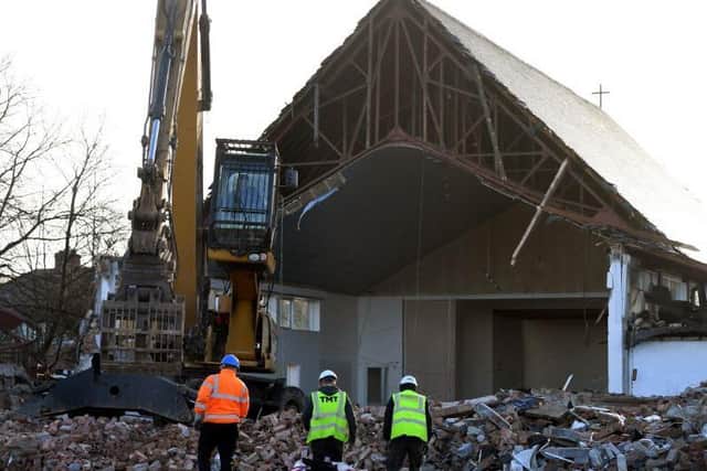 St. Martins Chapel on Broadway has begun being demolished