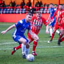 Connor Hall in action for Chorley. The Magpies want to continue playing this season despite the majority of clubs in the National League North and South voting to cancel season