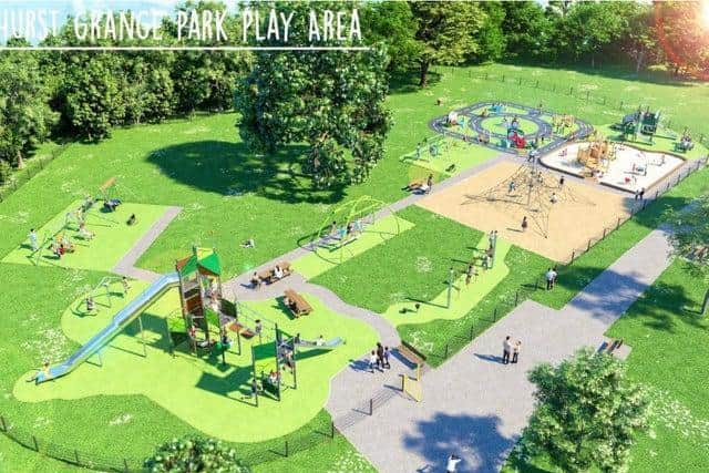 A plan of how the playground in Hurst Grange Park will look once the £225,000 renovation work is completed. Pic: SRBC