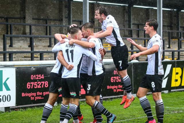 Chorley's players celebrate scoring a goal this season (photo:Stefan Willoughby)