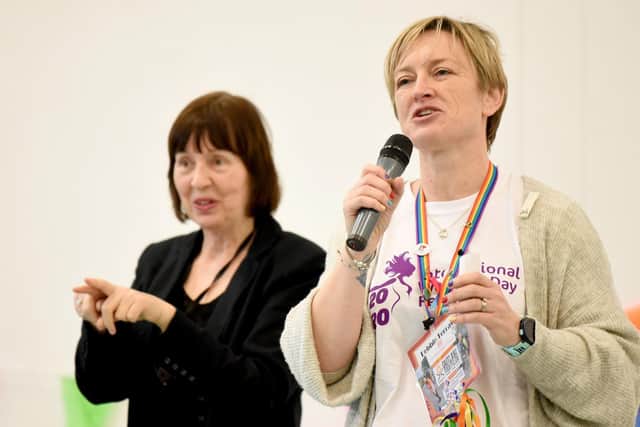Deborah Terras speaking at the 2019 International Women's Day festival event at Blackpool Sixth Form
