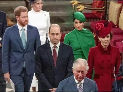 The Duke and Duchess of Sussex, the Duke and Duchess of Cambridge with the Prince of Wales during the Commonwealth Service at Westminster Abbey (Phil Harris/Daily Mirror)