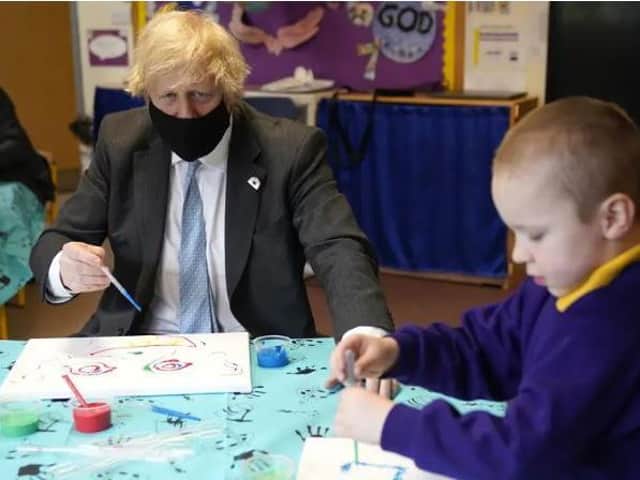 Prime Minister Boris Johnson visiting a primary school