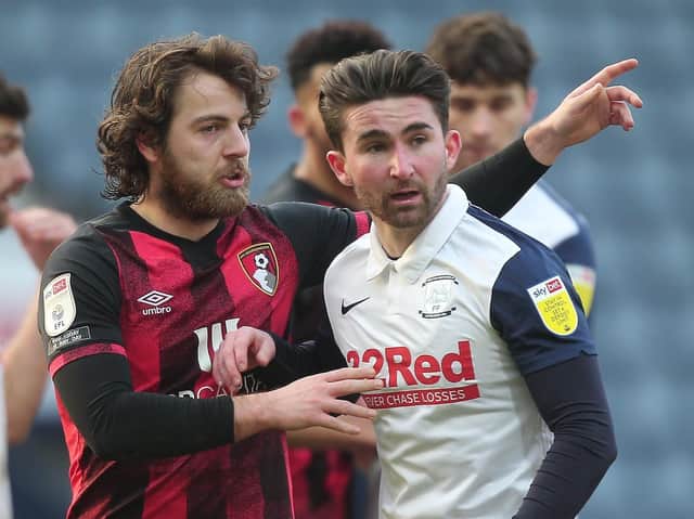 Ex-North Ender Ben Pearson, left, with current PNE star Sean Maguire