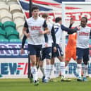 Daniel Johnson is congratulated after scoring Preston North End's equaliser against AFC Bournemouth at Deepdale