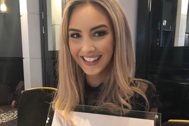 Kelly Bolton with her Forward Ladies award for Young Entrepreneur 2019