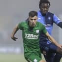 North End’s Jayson Molumby breaks away from Wycombe’s Admiral Muskwe in January’s FA Cup tie