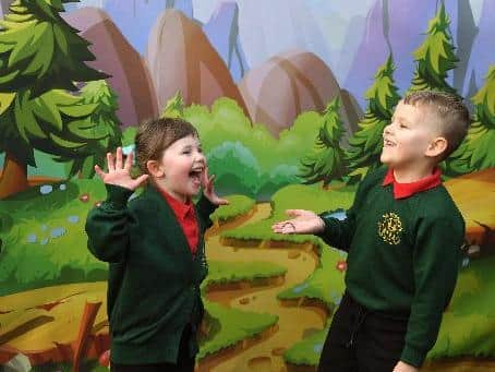 Bella and Harry enjoying the wormery at St Gregory's Catholic Primary School, photo: Neil Cross