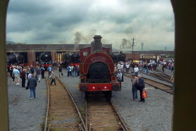 The former Steamtown site comes alive at an open event. Pictured from Geoff Hey from Carnforth's 1942 0-4-0 Saddle Tank engine.