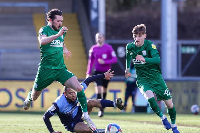 Alan Browne and Anthony Gordon lead a PNE counter attack against Wycombe