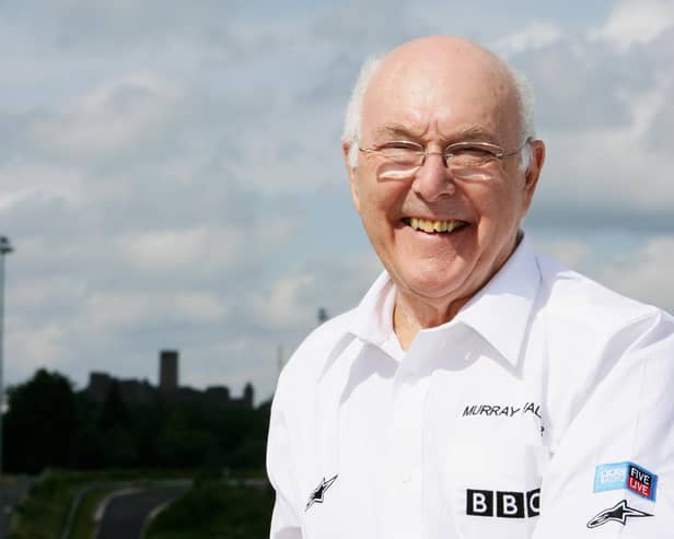 Formula One commentator Murray Walker poses during practice for the European Grand Prix at Nurburgring on July 20, 2007 (Photo by Mark Thompson/Getty Images)