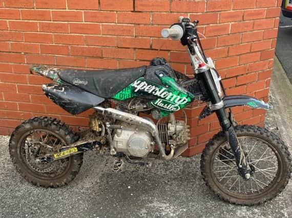 The Enduro bike that was seized by cops yesterday
