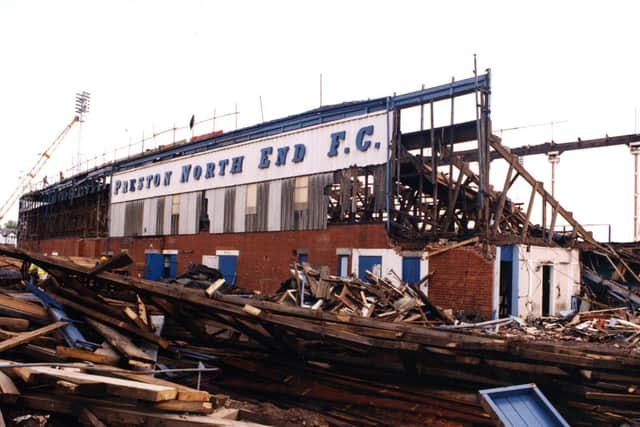 The West Stand at Deepdale being demolished to make way for the Sir Tom Finney Stand