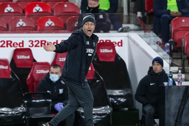 Preston North End manager Alex Neil on the touchline against Middlesbrough