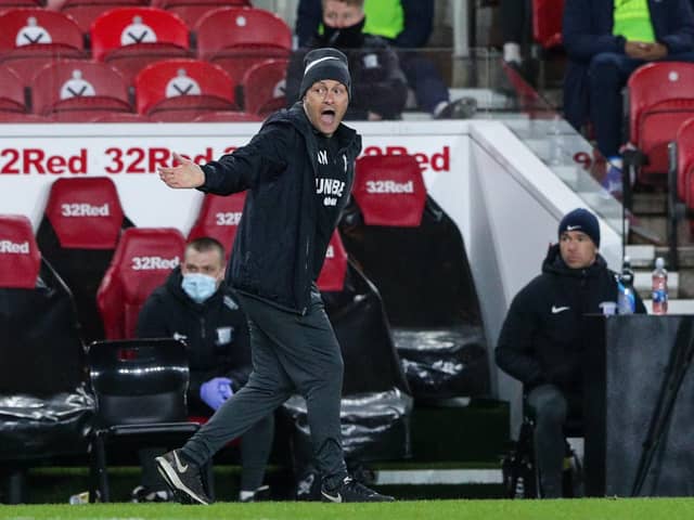 Preston North End manager Alex Neil on the touchline against Middlesbrough