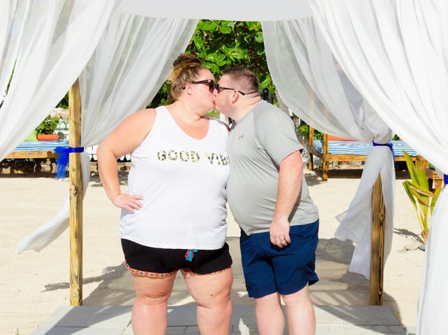 Phil and Sophie in Antigua for The Big Body Hotel, available to stream now on discovery+