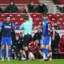 Preston North End skipper Alan Browne is shown the red card in Tuesday night's defeat at Middlesbrough