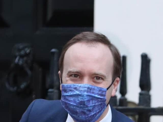 Health Secretary Matt Hancock leaving Downing Street, London, after giving a media briefing on coronavirus (Covid-19). Picture date: Wednesday March 17, 2021.  Picture: PA Wire/PA Images/Luciana Guerra
