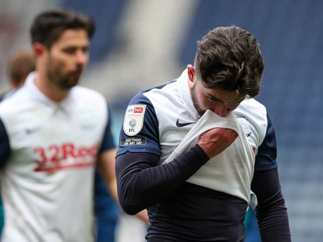Sean Maguire looks dejected as PNE lost to Luton Town.