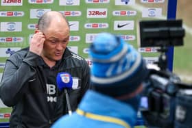 Alex Neil during his post-match interview after the Luton defeat