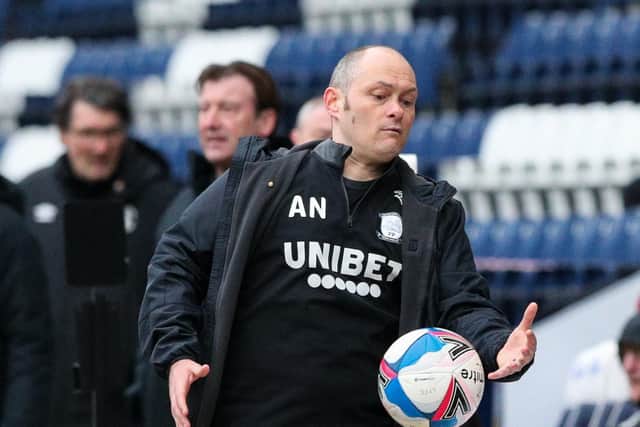 Alex Neil on the touchline during Preston North End's defeat to Luton at Deepdale
