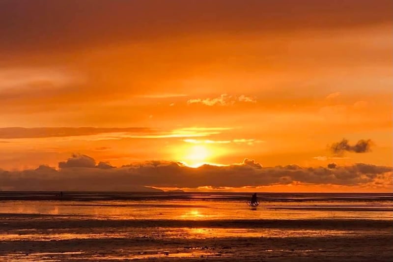 A beautiful sunset illuminating St Annes beach.