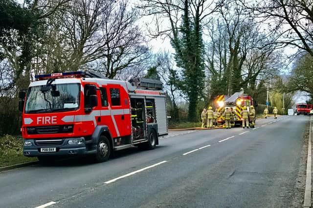 Six fire engines attended the scene with one fire engine pumping water from the fishing lakes off German Lane to the scene