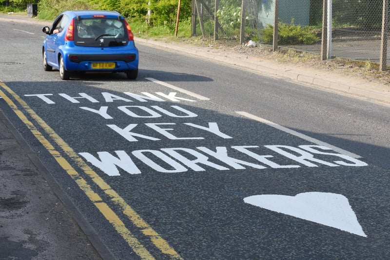 Thank you key workers - painted signs cropped up on the roads around the borough courtesy of Wigan Council to show gratitude to key workers.