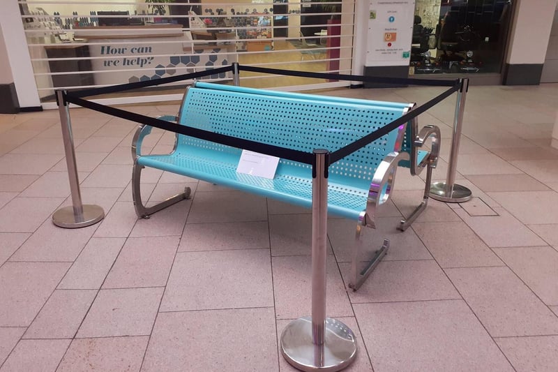 Benches in Trinity Leeds were taped off as we adhered to social distancing measures for the first time