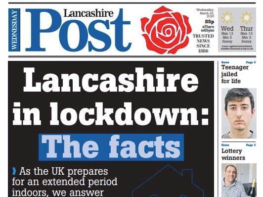 One year ago, this is how the front page of the Lancashire Post looked.