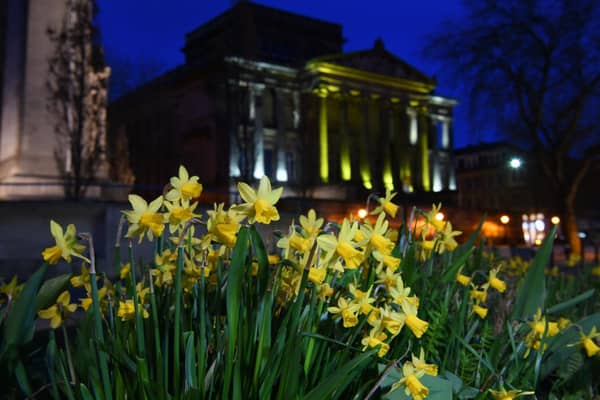 Spring of hope: Preston bathed in yellow tonight