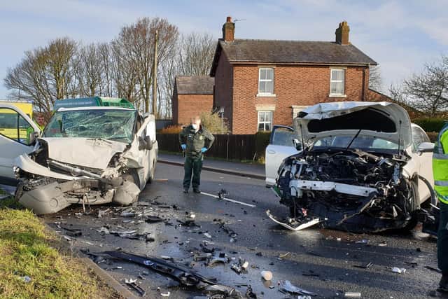 The scene of the crash near the Shell garage and Starbucks in Fleetwood Road (A585), Esprick this morning (Wednesday, March 24)