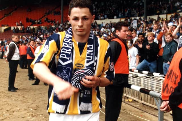 Gareth Ainsworth after Preston North End's play-off final defeat to Wycombe at Wembley in May 1994