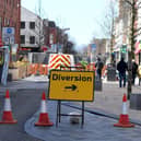 The roadworks on Fishergate, Preston