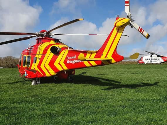 A helicopter at the scene of the crash