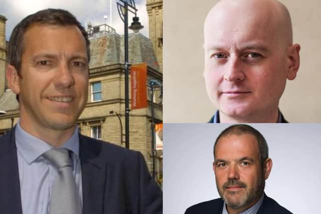 (Clockwise from left) Alistair Bradley, leader of Chorley Council, Matthew Brown, leader of Preston City Council, Paul Foster, leader of South Ribble Borough Council