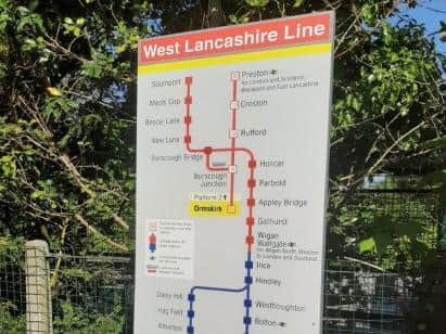 Map showing train services between Preston and West Lancashire