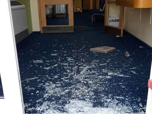 The entrance to Queen’s Drive Primary School in Fulwood was smashed with a paving flag on Monday evening (March 29) as thieves broke into the school at around 11.30pm