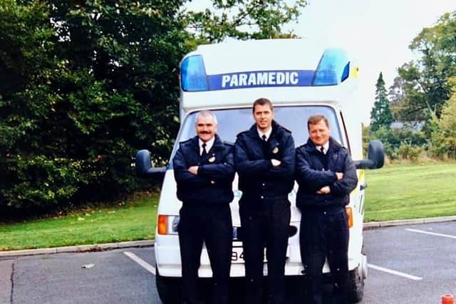 Dave Rigby with fellow paramedics back in the early days of his career
