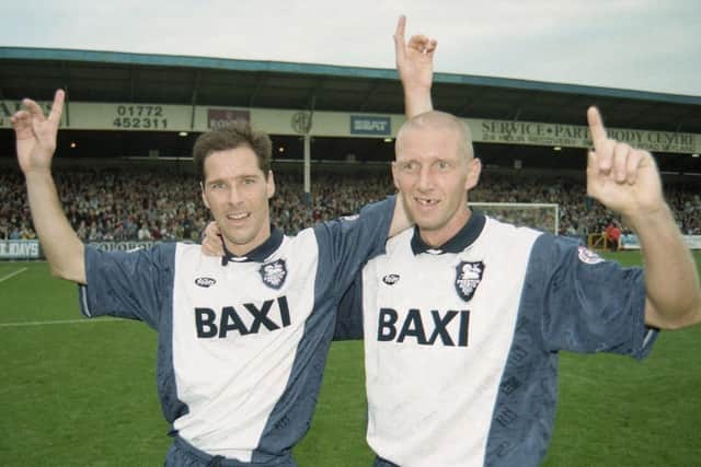 Prolific partnership: Steve Wilkinson, left, with striker partner Andy Saville