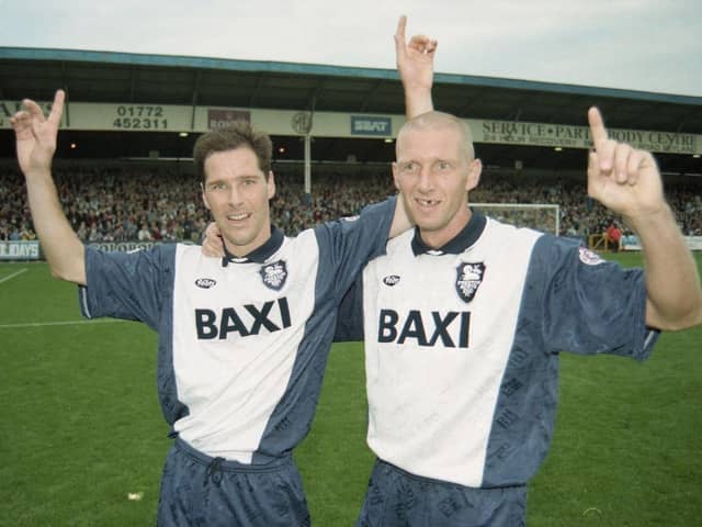Prolific partnership: Steve Wilkinson, left, with striker partner Andy Saville