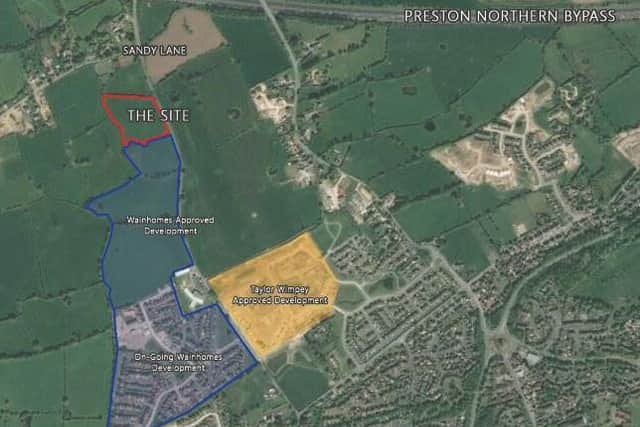 Planned and existing development off Sandy Lane, part of the North West Preston Masterplan area, where around 5,500 homes will eventually be built (image: Wainhomes/Google, via Preston City Council planning portal)