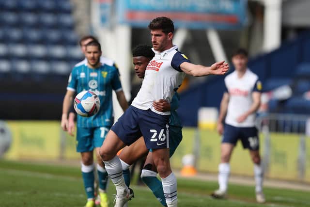 Ched Evans on the ball for Preston