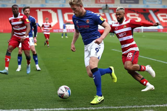 Jayden Stockley in action for Charlton Athletic against Doncaster