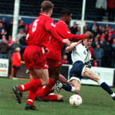 David Beckham in action on his Preston debut against Doncaster Rovers at Deepdale in March 1995