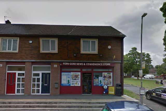 Four men entered Fern Gore Newsagents on Fern Gore Avenue before attacking the shopkeeper with a baseball bat and cricket bat. (Credit: Google)