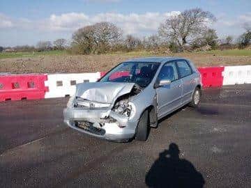 A vehicle hit the nearside barrier resulting in a multi-vehicle collision on the M55. (Credit: Lancashire Police)