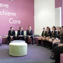 Education Secretary Gavin Williamson (middle centre) with pupils from St George's school