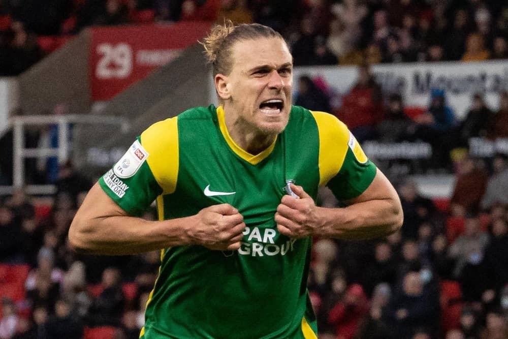 Brad Potts celebrates after scoring PNE’s first goal at Stoke