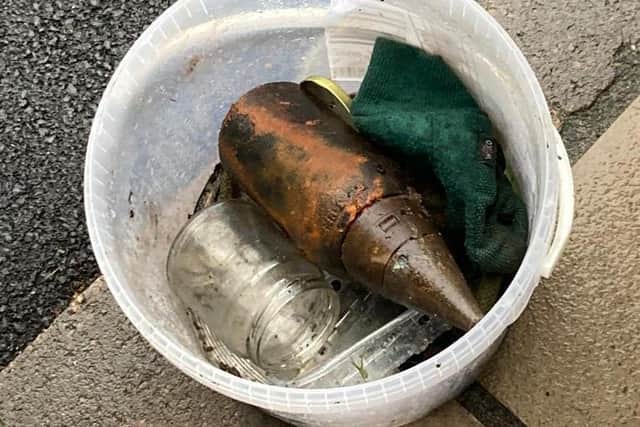 The World War One bomb found by William Hartley.